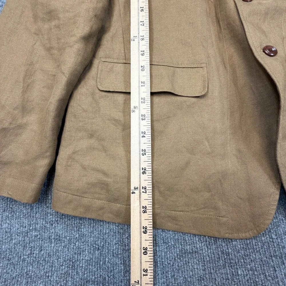 Banana Republic Linen Blazer Mens 44R Brown Tailored Fit Military Safari Jacket